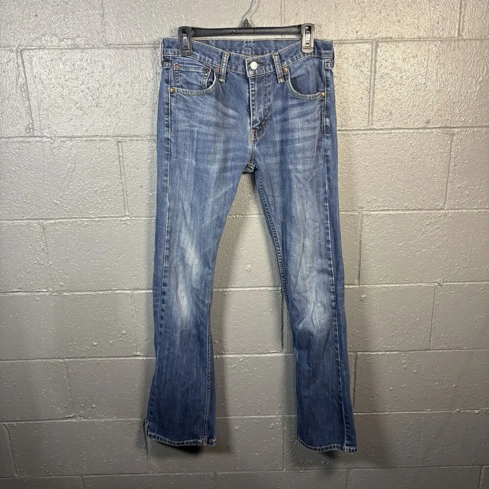 Levi's 527 Bootcut Jeans Men's 31x34 Blue Medium Wash Stretch Denim Distressed